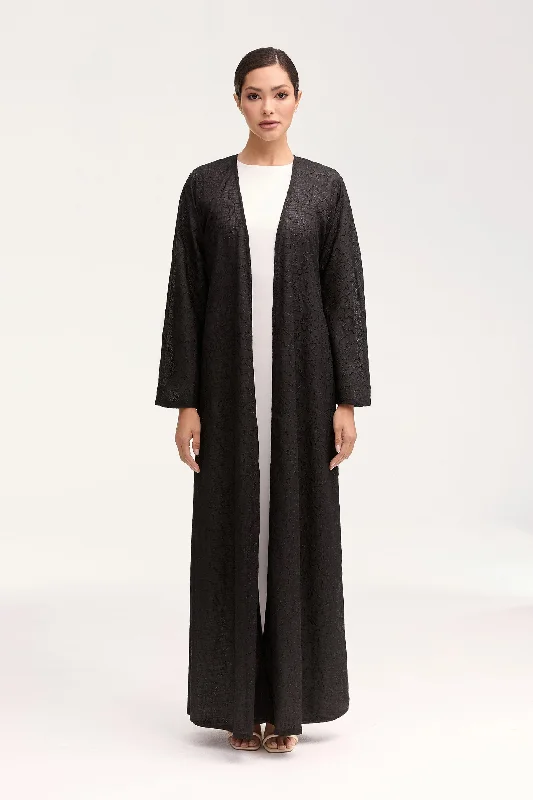Grab Yours Before It’s Too Late!Malak Embroidered Open Abaya - Black