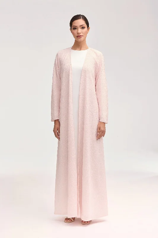 Score Huge Discounts Today!Malak Embroidered Open Abaya - Dusty Pink