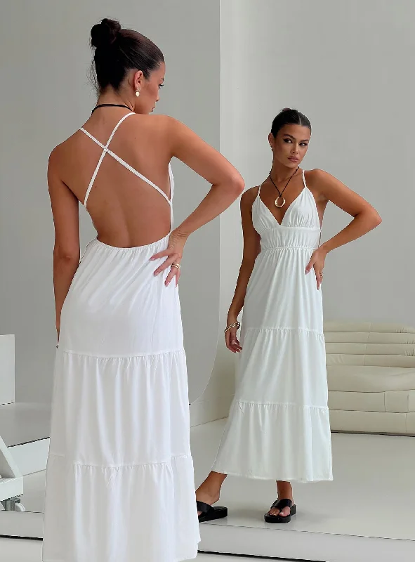 Crazy Discounts Inside!Mckew Maxi Dress White