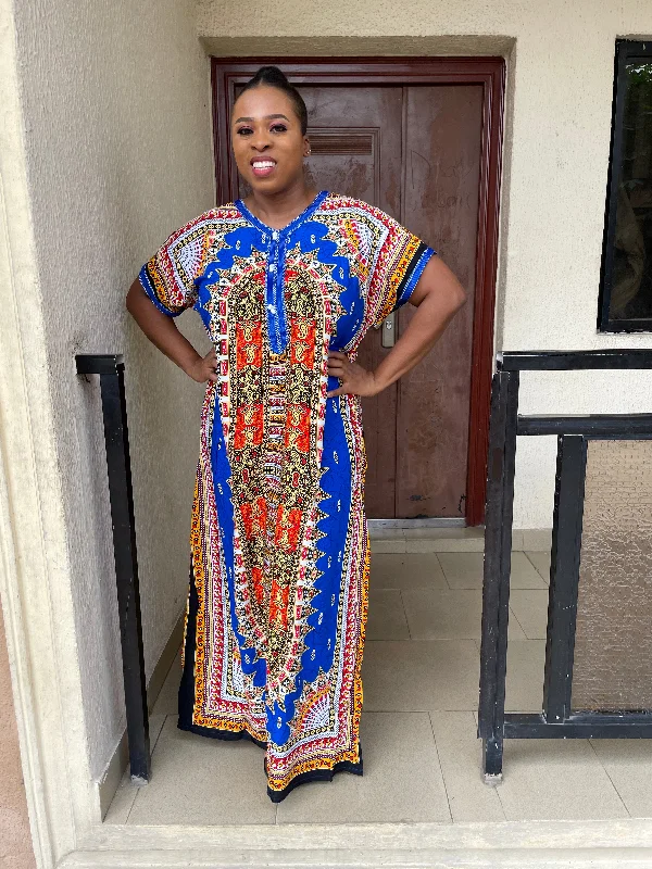 Flash Sale – Act Fast!Emily Blue Mixed Print Maxi Dress