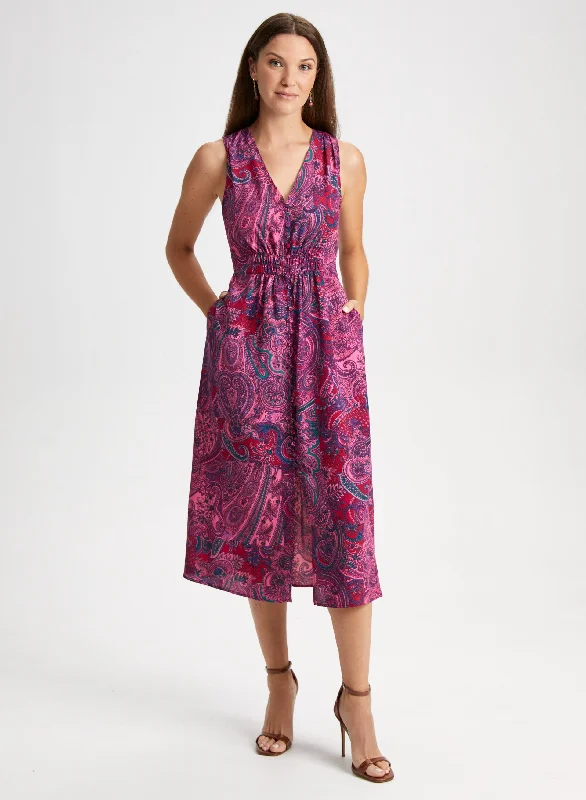 Flash Sale – Act Fast!Paisley Print Midi Day Dress