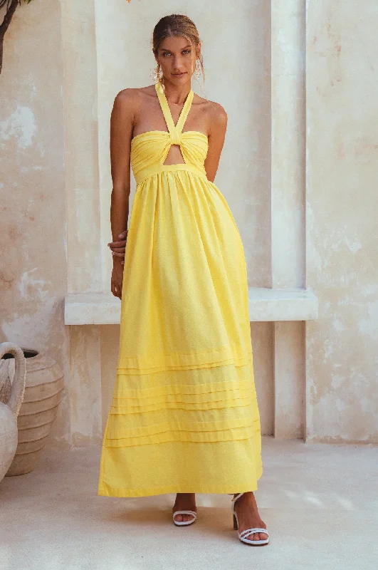 Your Wallet Will Thank You!Penelope Halter Linen Maxi Dress
