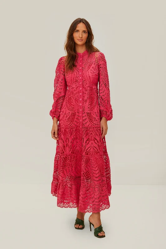 Lowest Prices Guaranteed!Pink Guipire Maxi Dress