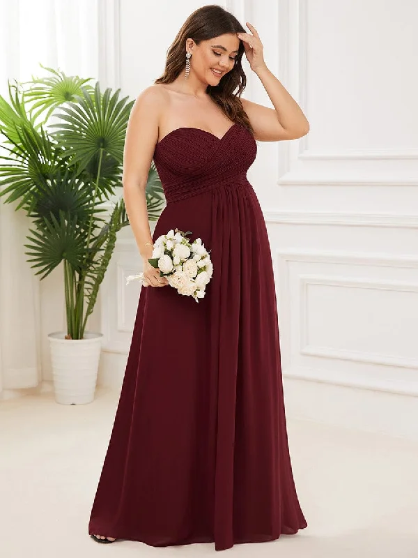 One Click Away from Big Savings!Plus Size One Shoulder Long Chiffon Bridesmaid Dress