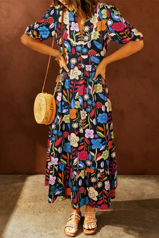 Instant Savings Await!Floral V-neck midi dress - cotton