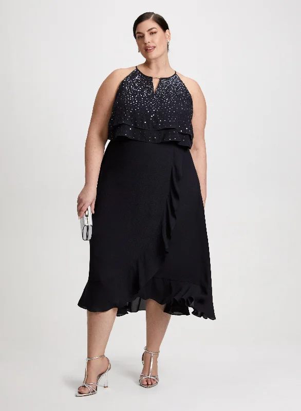 Amazing Prices You Can’t Resist!Sequin Spray Midi Dress
