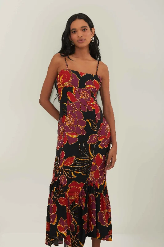 Save Like Never Before!Black Shiny Chita LENZING™ ECOVERO™ Maxi Dress