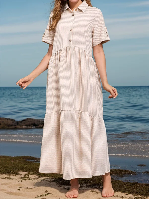 Get Ready to Save!Chic striped collared dress