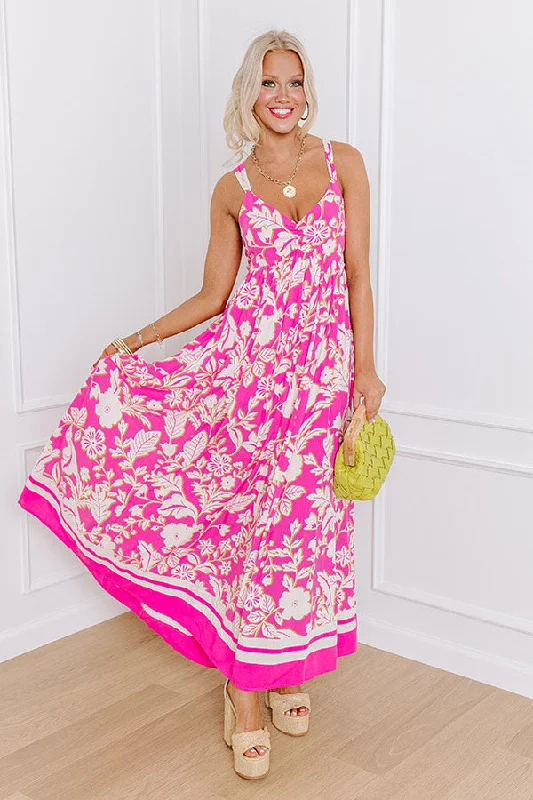 Score Big Savings Today!Sunset Soiree Floral Maxi Dress in Pink
