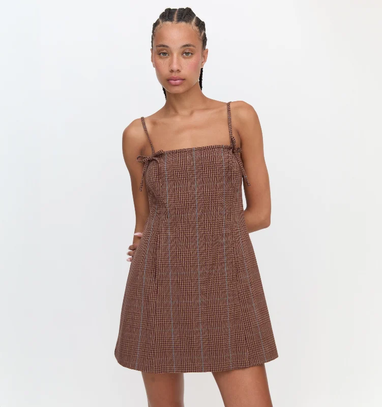 Bigger Savings, Better Shopping!The Rennie Dress - Brown Plaid