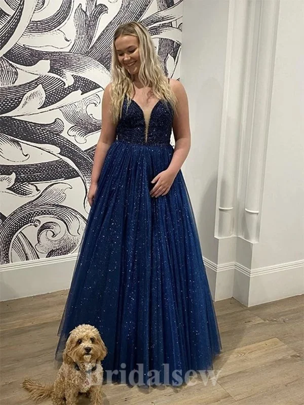 Find the Best Deals Here!A-line Spaghetti Straps Glitter New Modest Elegant Long Party Evening Prom Dresses PD1325