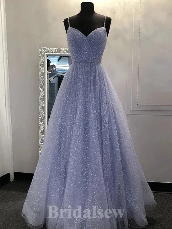 Your Favorite Items on Sale Now!A-line Spaghetti Straps Sparkly Glitter Modest Elegant Formal Best Long Party Evening Prom Dresses PD1324