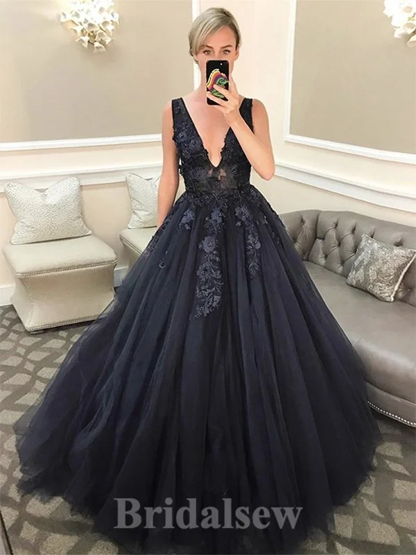Biggest Sale of the Season!A-line V-Neck Tulle Best Floor-Length Elegant Modest Long Party Evening Prom Dresses PD1320