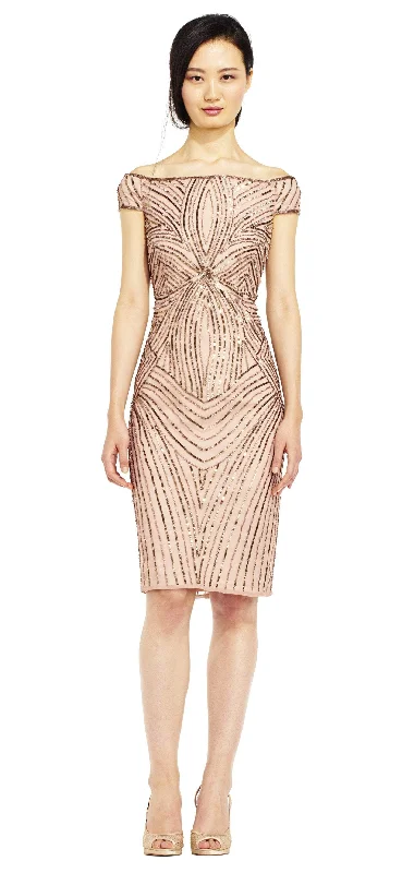 Incredible Savings Inside!Adrianna Papell - AP1E201100 Sequined Off-Shoulder Sheath Dress