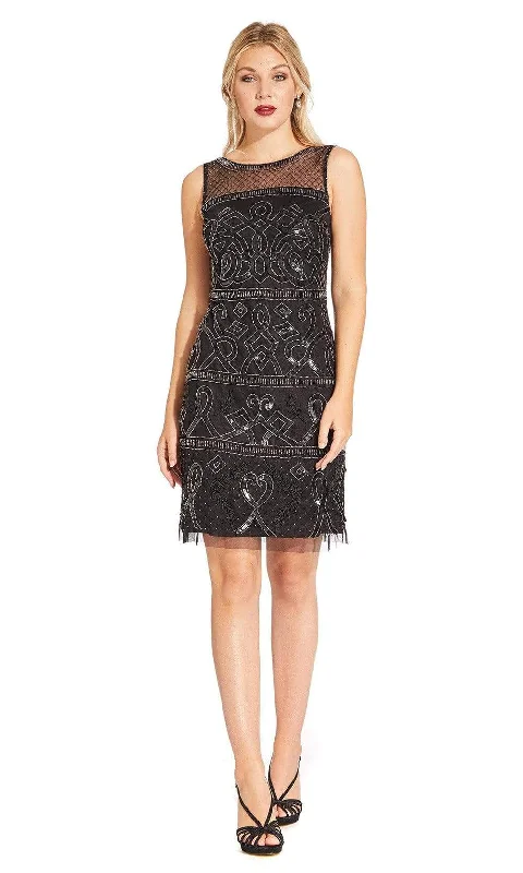 Get Ready to Save!Adrianna Papell - AP1E203952 Beaded Illusion Sheath Cocktail Dress