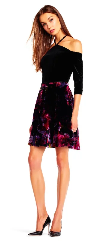 Snag the Best Prices Now!Aidan Mattox - Aidan by MN1E201321 Floral Print Velvet Dress