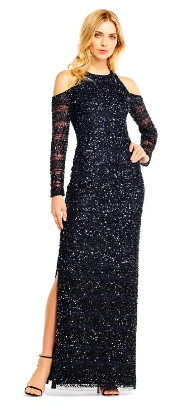 Your Chance to Save is Now!Aidan Mattox - MD1E201685 Cold Shoulder Sleeves Sequined Gown