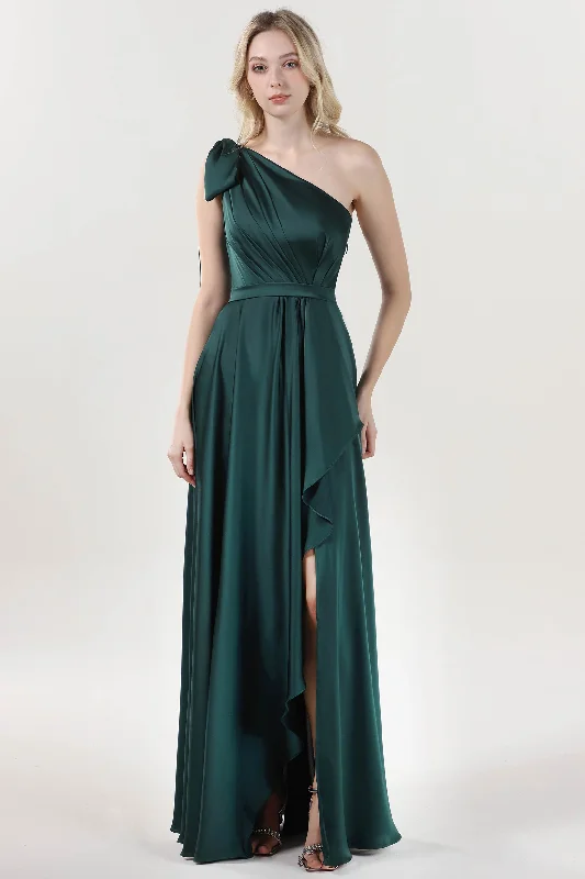 Price Drop Alert!Asymmetrical Maxi Luxe Satin Formal Dress CS0603