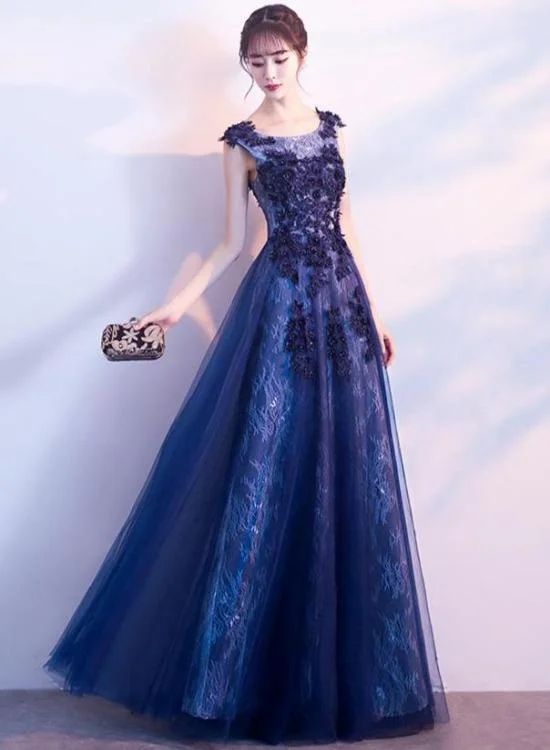 Biggest Sale of the Season!Beautiful A-Line Tulle Long Party Dress With Lace Applique, Long Evening Dresses Formal Dress Prom Dresses    cg23653