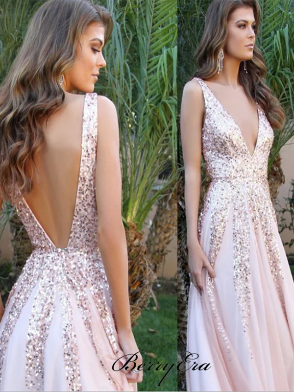 Your Shopping Spree Starts Here!Chiffon Sequins Long Prom Dresses, 2019 Newest Prom Dresses, Cheap Prom Dresses