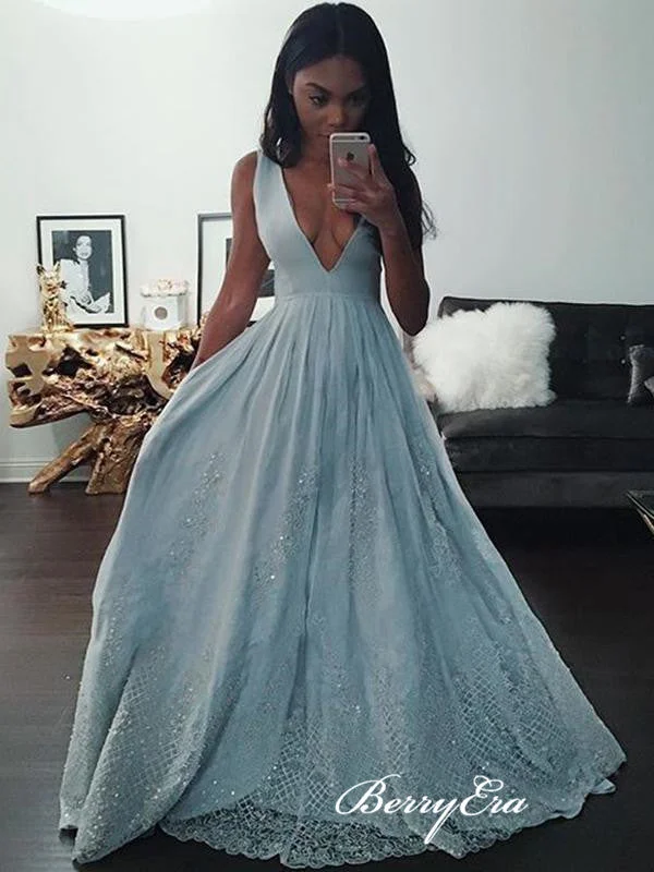 Today Only – Don’t Miss It!Deep V-neck A-line Prom Dresses, Sequins Prom Dresses, Newest Prom Dresses
