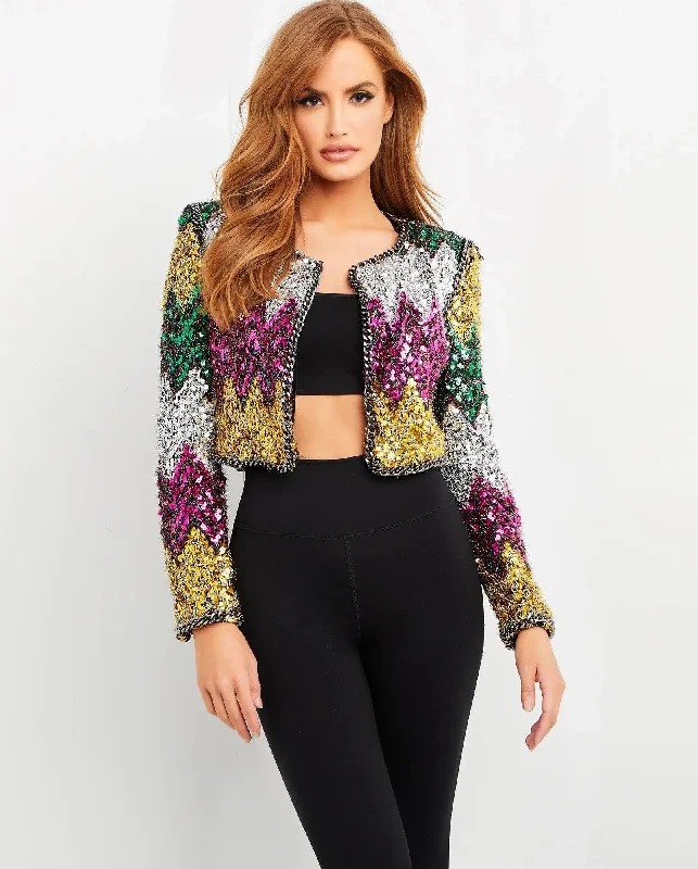 Unbeatable Prices!Jovani M05037 Multi Color Sequins Blazer