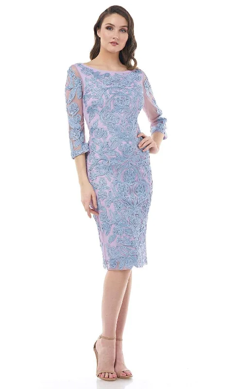 Shop Now and Save!JS Collections - 866567 Sheer Quarter Sleeve Soutache Sheath Dress