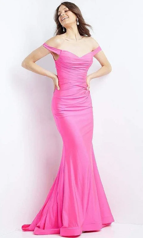 Your Best Deals Are Here!JVN by Jovani JVN07639 - Off Shoulder Ruched Trumpet Gown