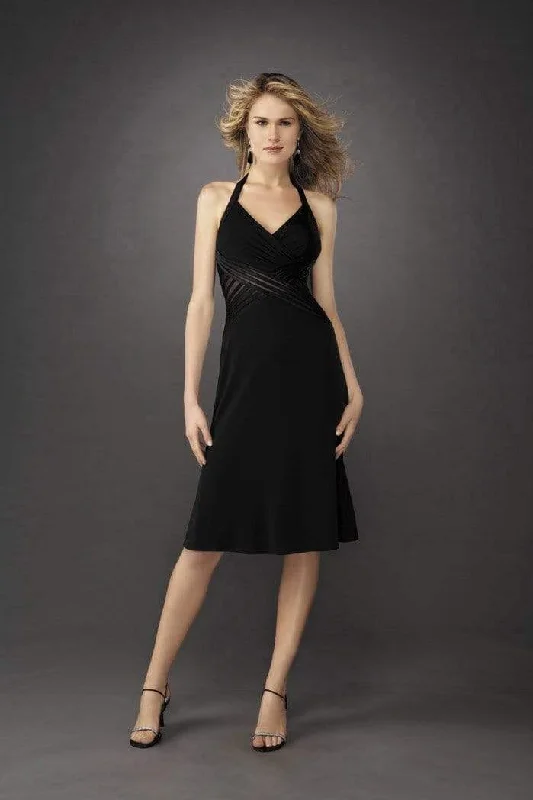 Find Your Perfect Deal Today!La Femme - 12722 Knee Length Sheer Crisscross Midriff Dress
