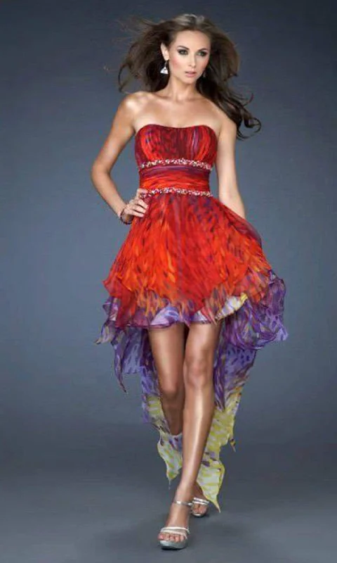Buy One, Get One Free!La Femme - 18051 High Low Print Homecoming Dress