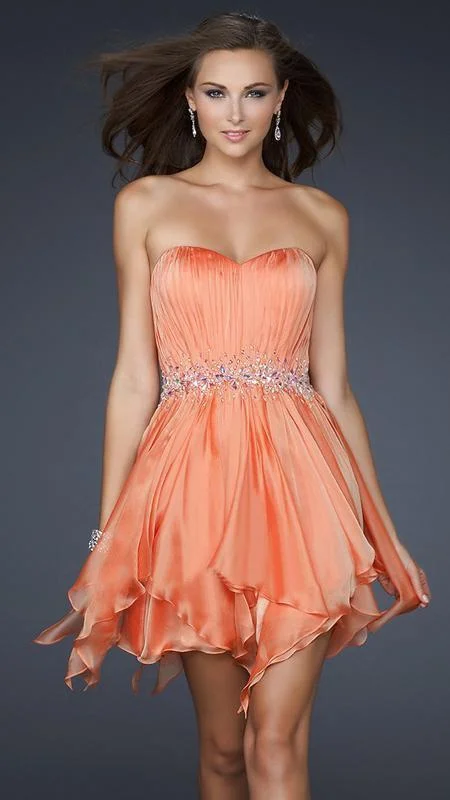 Exclusive Savings This Week!La Femme - 17544 Pleated Sweetheart Beaded Chiffon A-line Dress