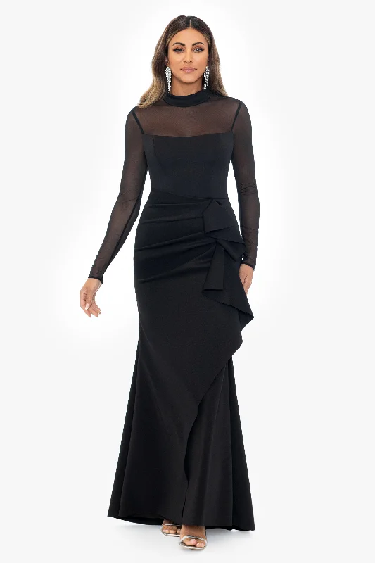 Save More with Every Purchase!"Rochelle" Long Mesh Sleeves Scuba Dress