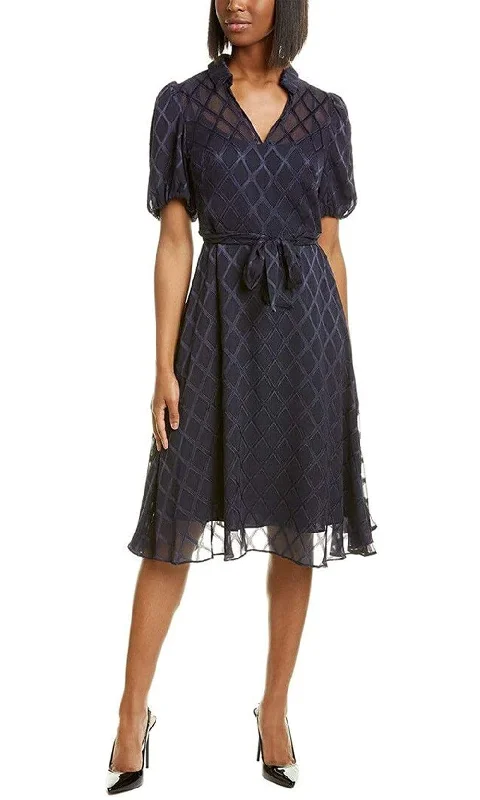 Save Like Never Before!Maggy London - G4451M Puff Sleeve Textured Chiffon A-Line Dress