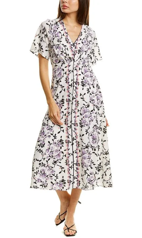 Score Huge Discounts Today!Maison Tara - 91062M Floral Print Buttoned A-Line Dress