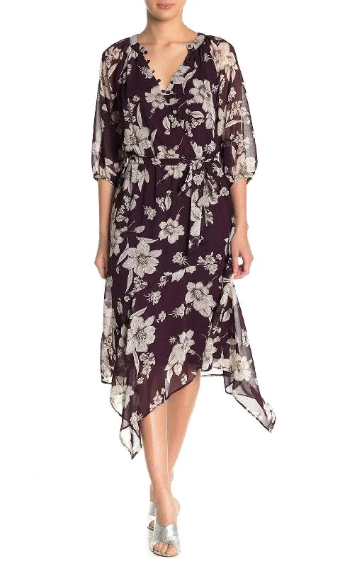 Sale Alert – Get Ready to Shop!Maison Tara - 91136M Tea Length Floral Faux Wrap Style Dress