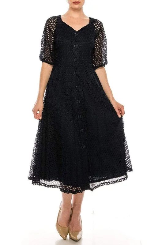 Get It Before It’s Gone!Maison Tara - 95055M Short Sleeve Eyelet A-Line Dress