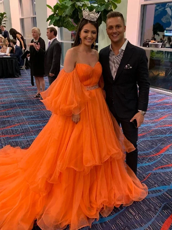 Hurry! While Supplies Last!Off Shoulder Layers Tulle Prom Dresses, Formal Dresses, A-line Long Prom Dresses, 2020 Prom Dresses