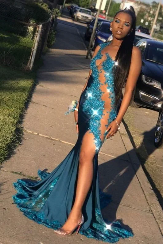 Unmissable Offers Await!One Shoulder Sparkling Sequins Mermaid Black Girl Prom Dresses            cg23620