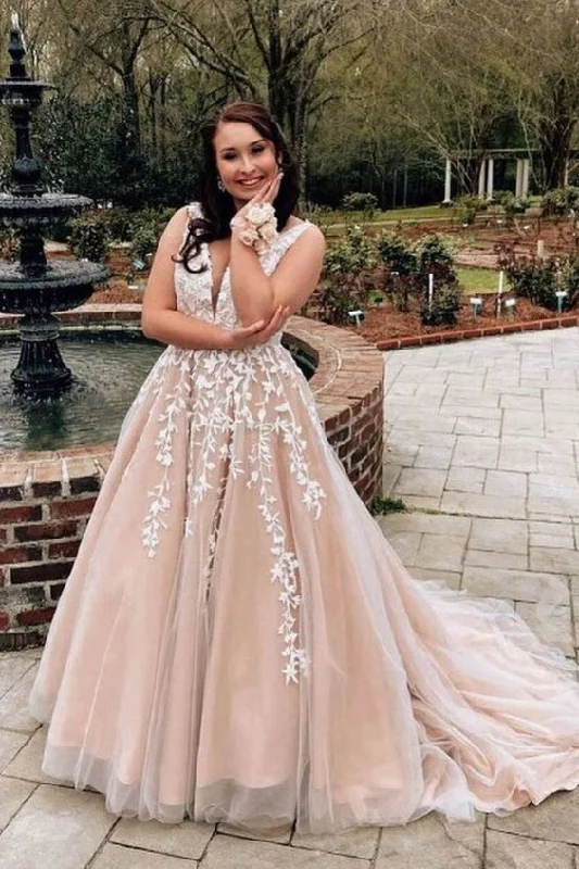 Everything Must Go!Princess Ivory Lace Appliques Long Prom Dress with Beaded Band      cg23711