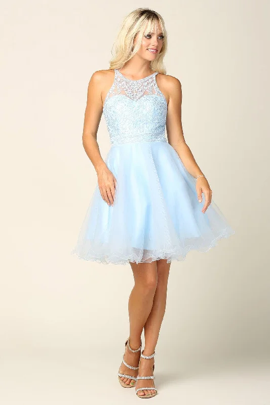 One Day Only – Huge Savings!Prom Short Halter Homecoming Cocktail Dress Sale