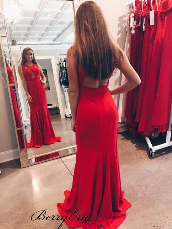 Hottest Discounts of the Year!Red Color Newest Long Prom Dresses, Fashion Mermaid Prom Dresses