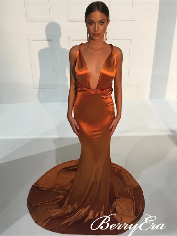 Limited-Time Price Drop!Sexy Convertible Long Mermaid Elastic Satin Prom Dresses, Long Prom Dresses