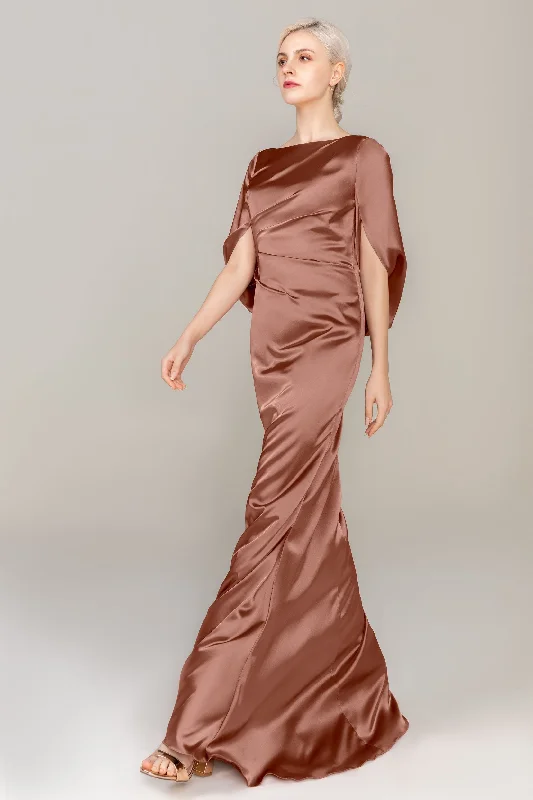 Grab Yours Before It’s Too Late!Sheath Sweep Train Luxe Satin Dress CS0314