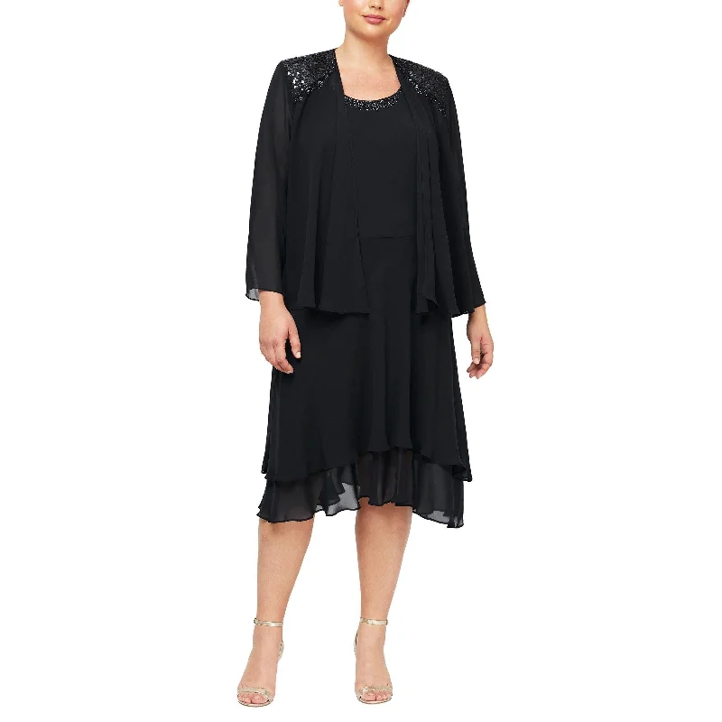 Limited Time Offer!SL Fashions 616184 High Low Plus Size Jacket Dress Sale