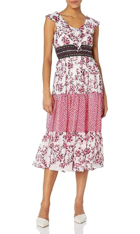 Hurry, Sale Ends Soon!Taylor - 9713M Ruffle Trimmed Floral A-Line Dress