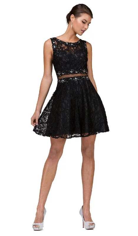Shop Before It’s Gone!Dancing Queen - 2053 Illusion Two Piece Beaded Lace Cocktail Dress