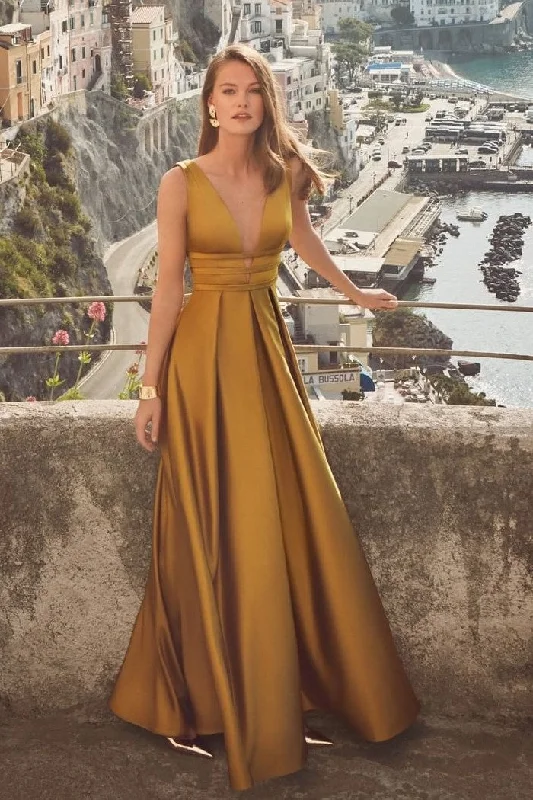 Unbeatable Prices!V-neckline Satin Floor-Length Prom Dress with Parallel Waistline