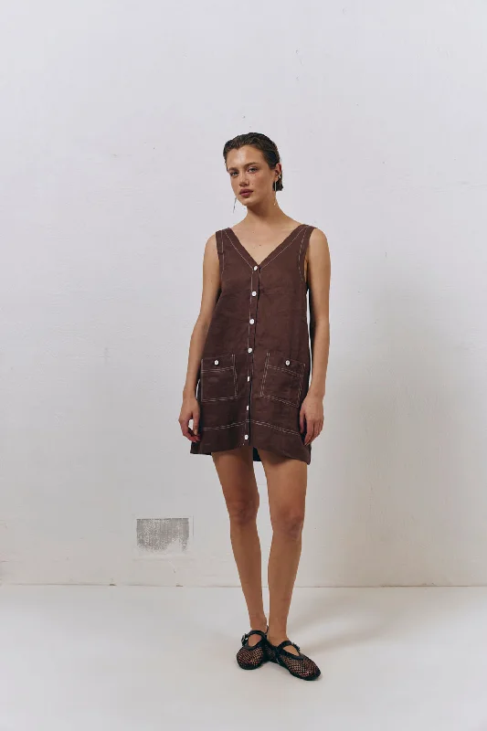 Shop Today, Save Tomorrow!Alice Linen Mini Dress Brown