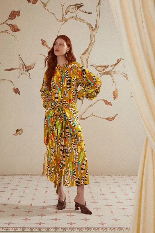 Buy More, Save More!Green Amazon Feathers Midi Dress