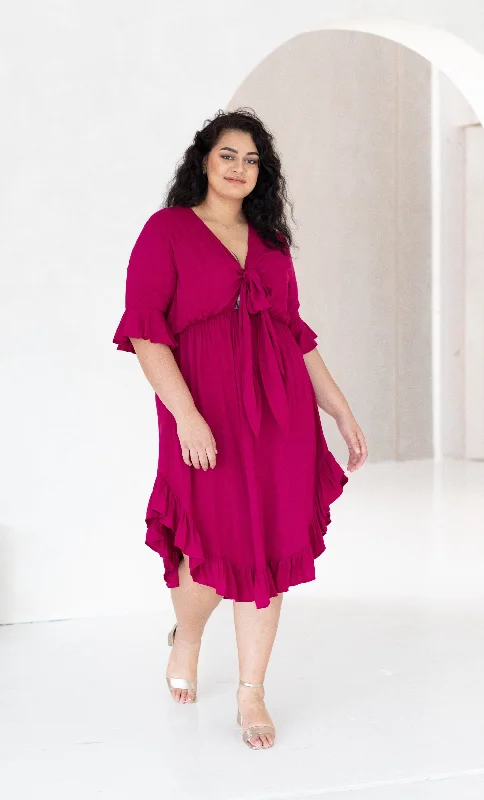 Best Deals Just for You!Arielle Tie Front Midi Dress in French Plum